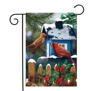 Christmas Garden Flag Snow Day Cardinals 12.5" x 18"
